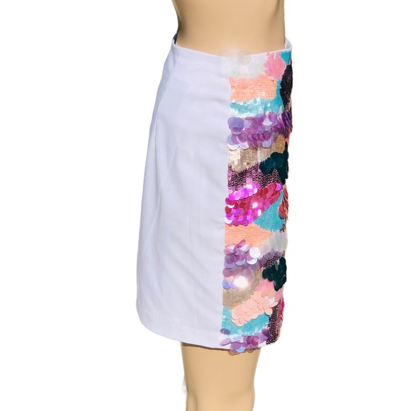 Bebe multicolored sequin mini skirt Sz 4 - Picture 6 of 11